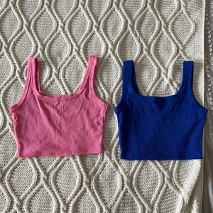 bundle of blue and pink crop tops